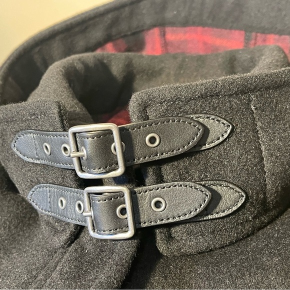 Coach New York Black Wool Blend w Black Leather Trim Hooded Cape - Picture 5 of 11